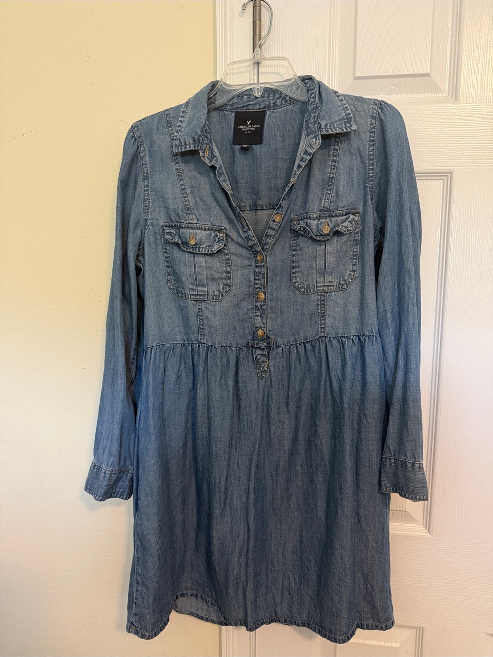 American Eagle Outfitters Light Blue Denim Shirt Dress